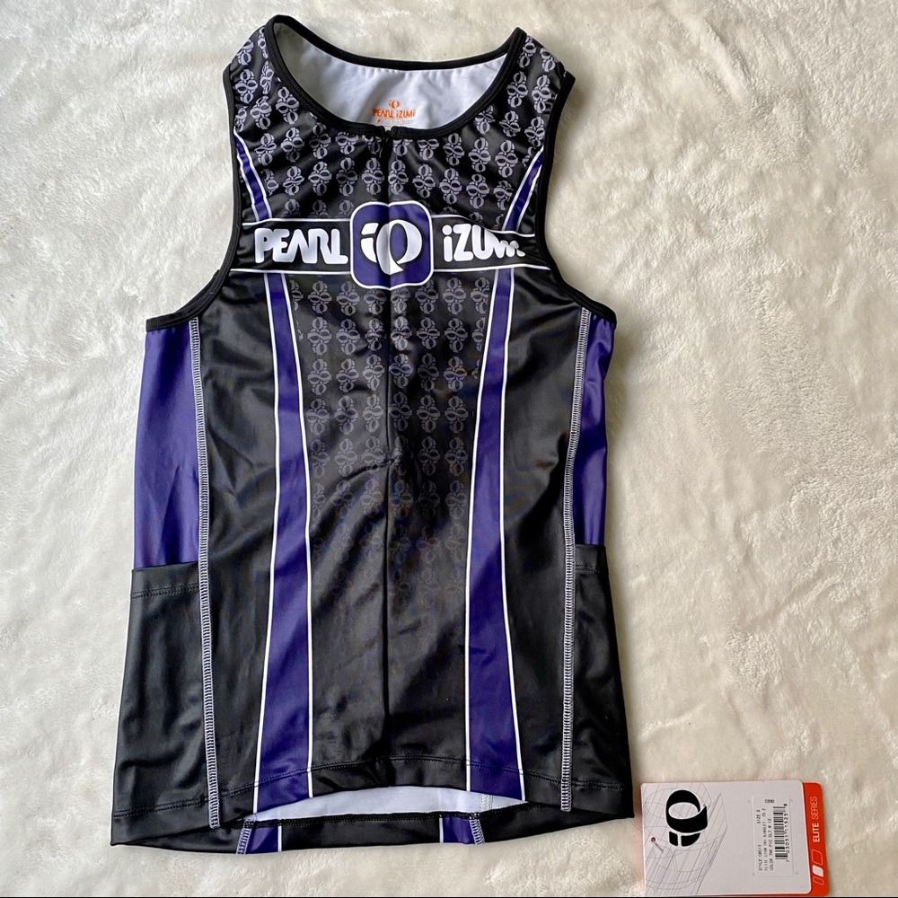Pearl Izumi Elite Prism Tri Singlet NWT Sz S Black Purple Triathlon Gorpcore Y2K
